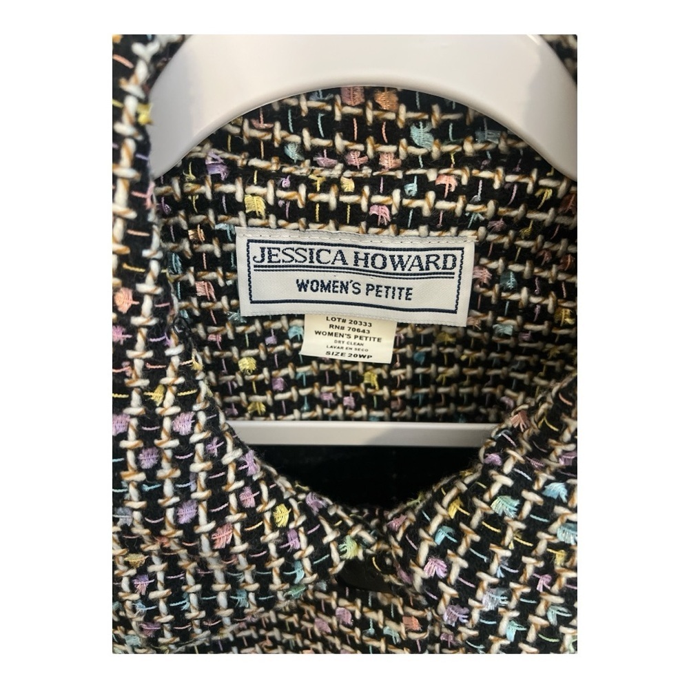 Jessica Howard Tweed Pastel Three Button Blazer Size 20 Petite Preppy Academia - Picture 2 of 5